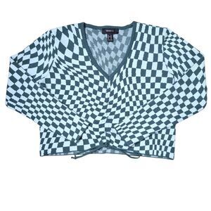 Forever 21 Green Drawstring Hem V-Neck Sweater Preppy Plus Size 1X